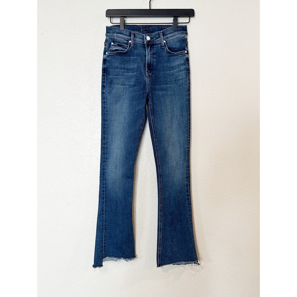 Mother The Runaway Step Fray Jeans Manana Mi Amor Blue‎ Flare Raw Hem Size 25